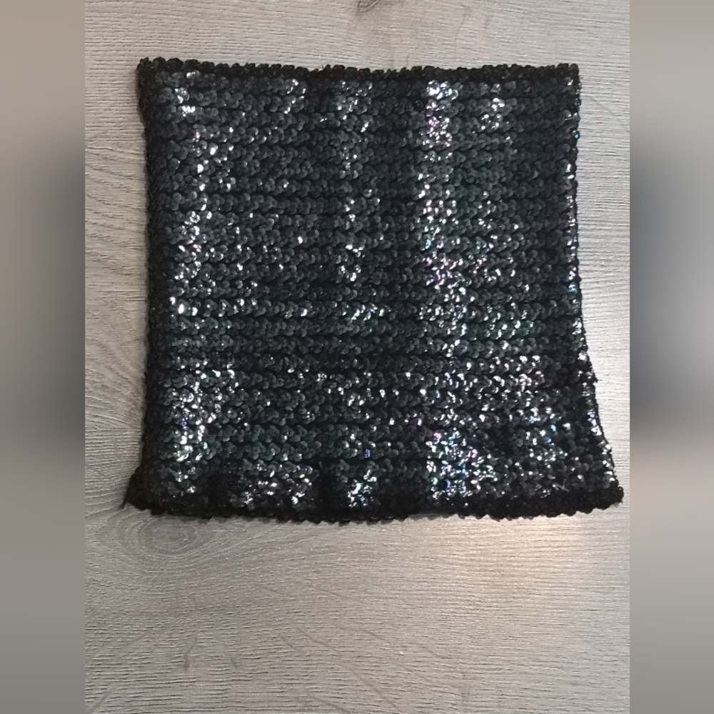 An Iconic 70s Vintage Disco Gunmetal Grey Black Sequins Stretch Knit Tube Top